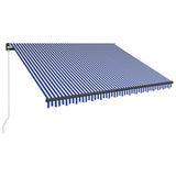 Vidaxl Luifel extensible manuellement avec LED 450x300 cm bleu et blanc