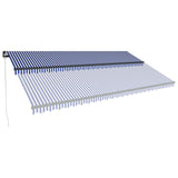 Vidaxl Luifel se puede extender manualmente con LED 600x300 cm azul y blanco