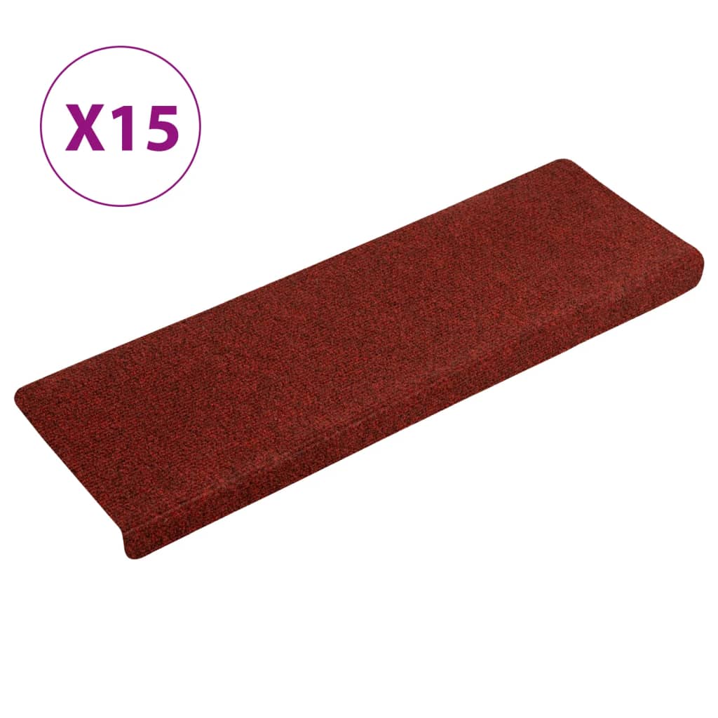 Vidaxl tappetini per scale 15 St 65x21x4 cm Ago in feltro rosso