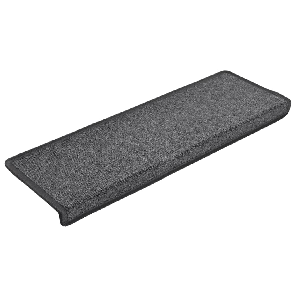 Vidaxl Mats d'escalier 15 st 65x21x4 cm gris foncé