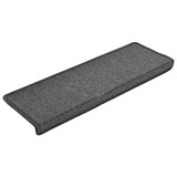 Vidaxl Mats d'escalier 15 st 65x21x4 cm gris foncé