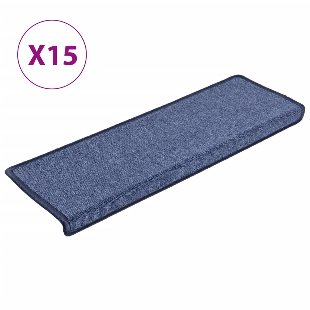 Vidaxl Stair Mats 15 St 65x25 cm blå