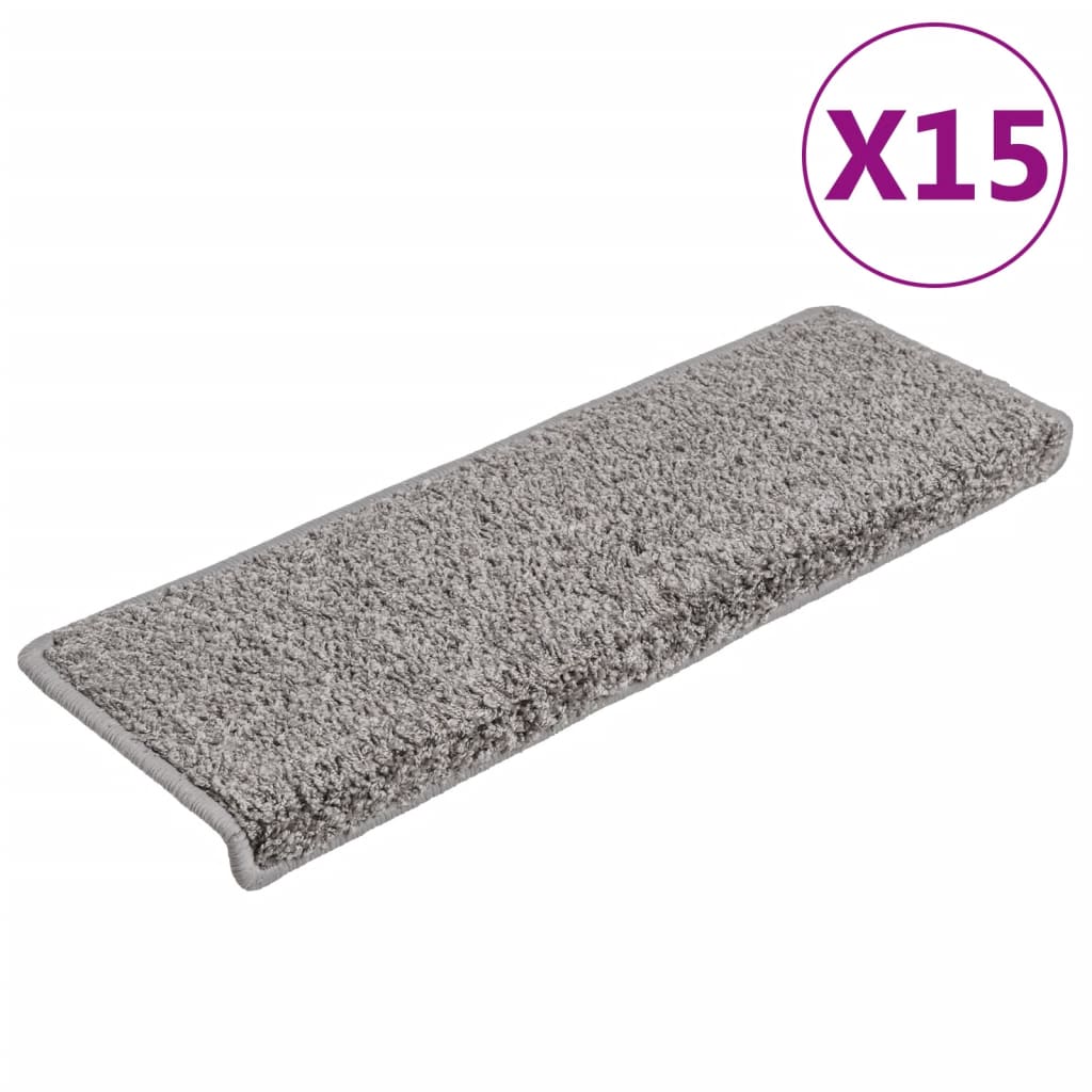 Mattes d'escalier Vidaxl 15 st 65x21x4 cm gris