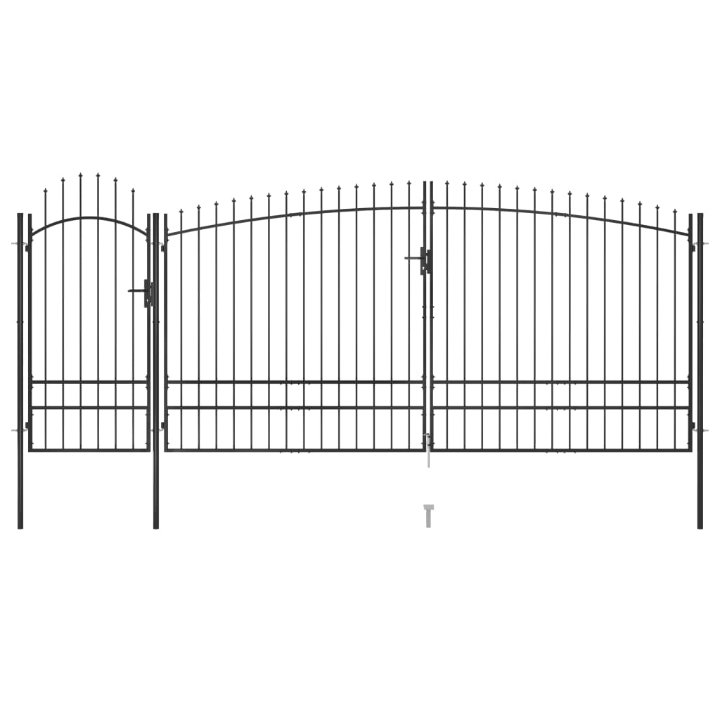 Porta Vidaxl con Spear Top 5x2.45 M Nero