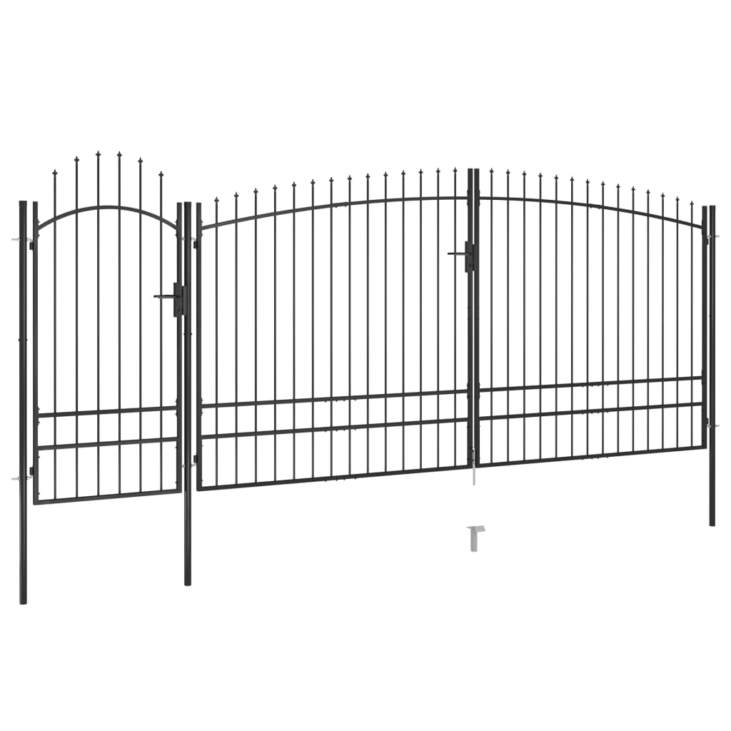 Porta Vidaxl con Spear Top 5x2.45 M Nero