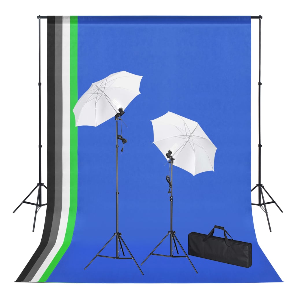 VidaXL Fotostudioset met achtergronden, lampen en paraplu's