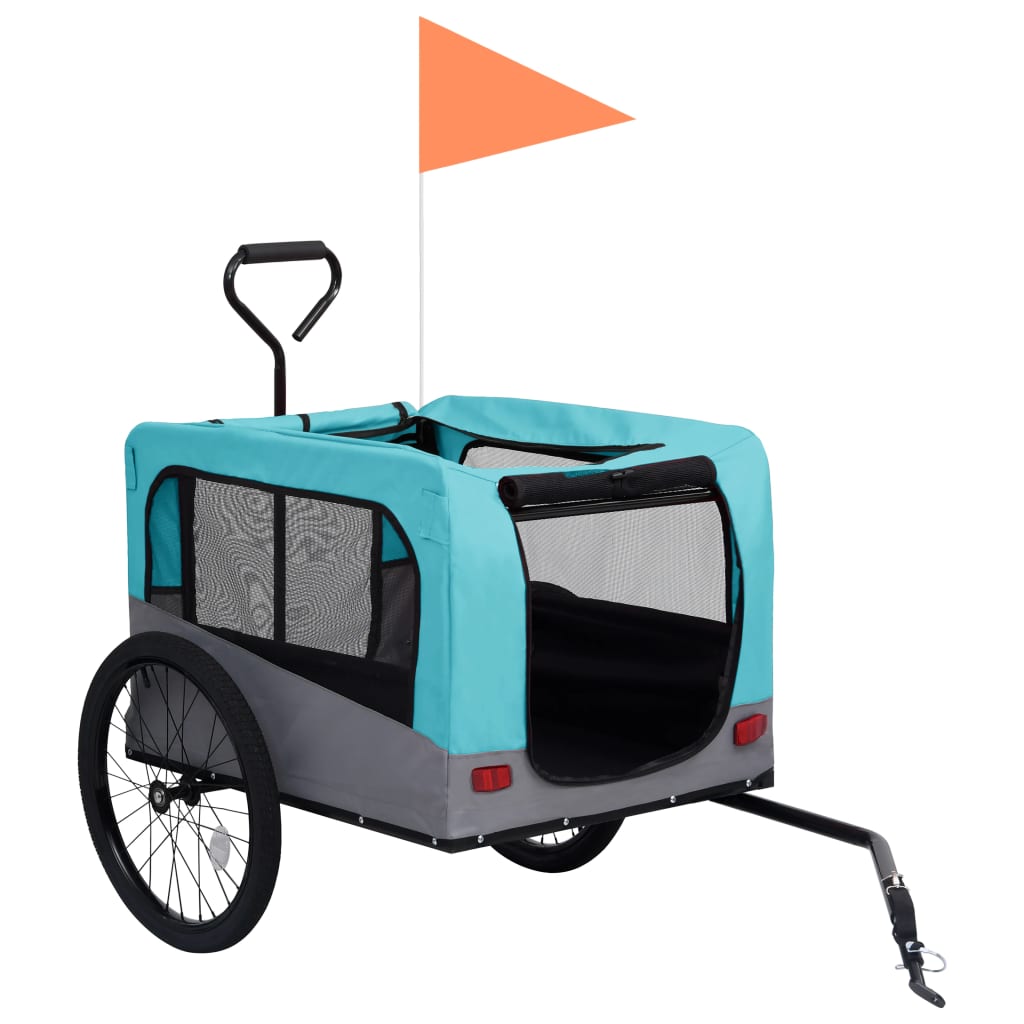 VidaXL Fietstrailer en hondenwagen 2-in-1 blauw en grijs