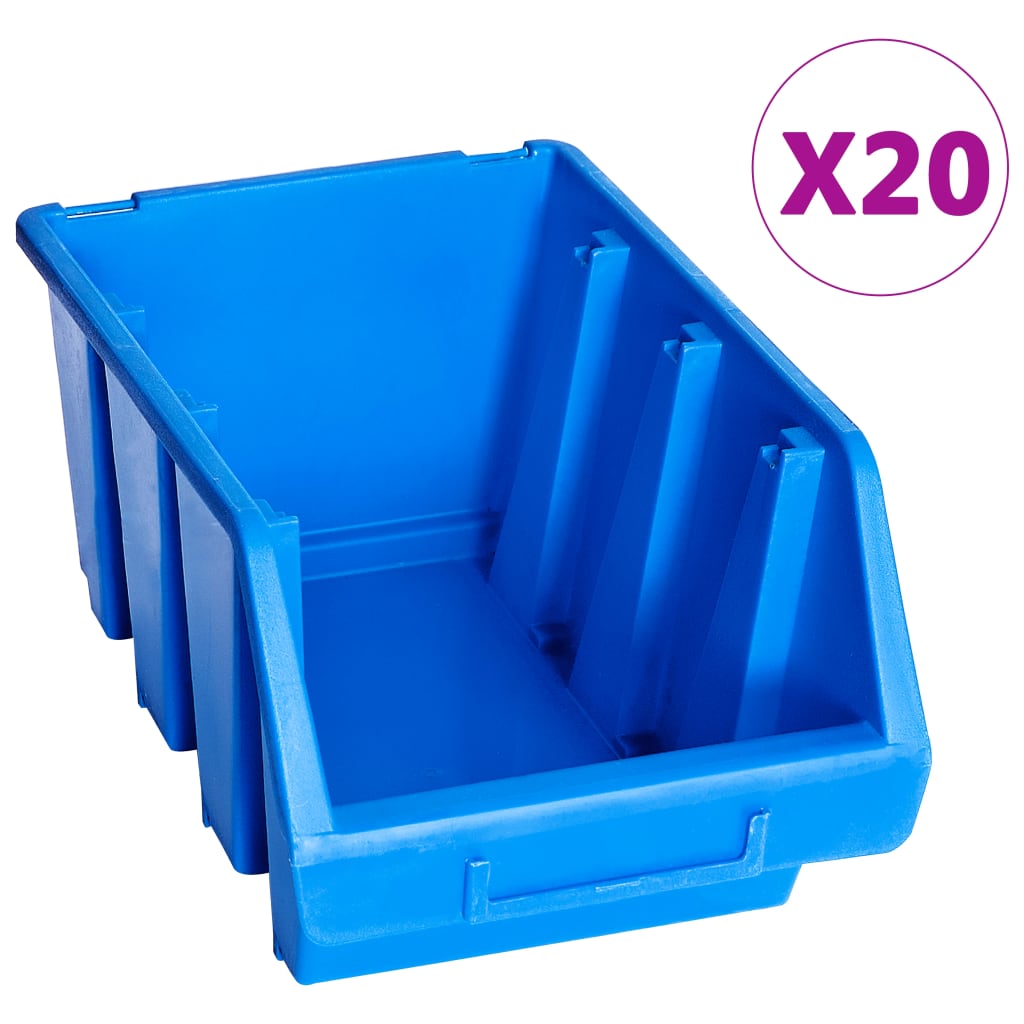 Vidaxl Stapelbakken 20 St Plastic Blue