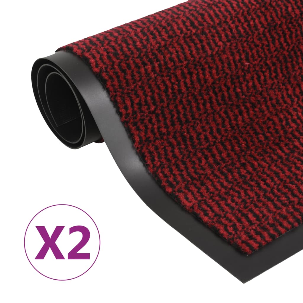 VidaXL Droogloopmatten 2 st rechthoekig getuft 40x60 cm rood