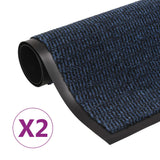 Vidaxl Droogloop Mats 2 St rectangulaire de tufting 60x90 cm bleu