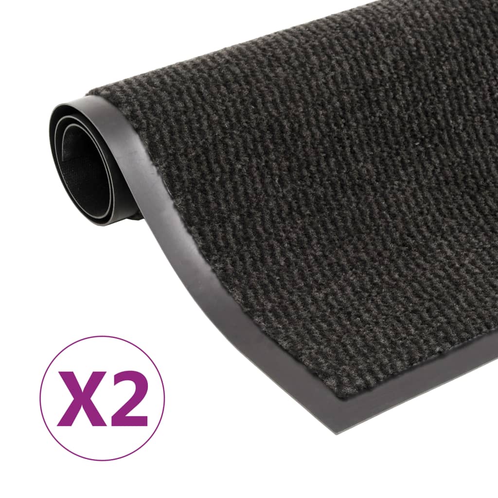 Vidaxl droogloop tappetini 2 pc rettangolare trapuntato 80x120 cm nero