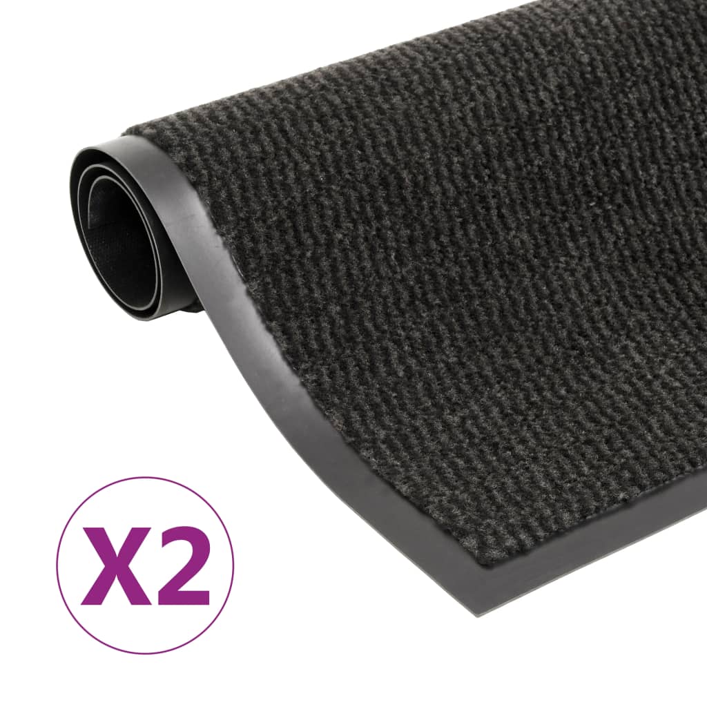 Vidaxl Droogloop Mats 2 PC Prostokątne kępki 90x150 cm czarny