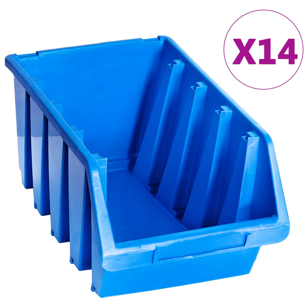 Vidaxl Stapelbakken 14 St Plastic Blue