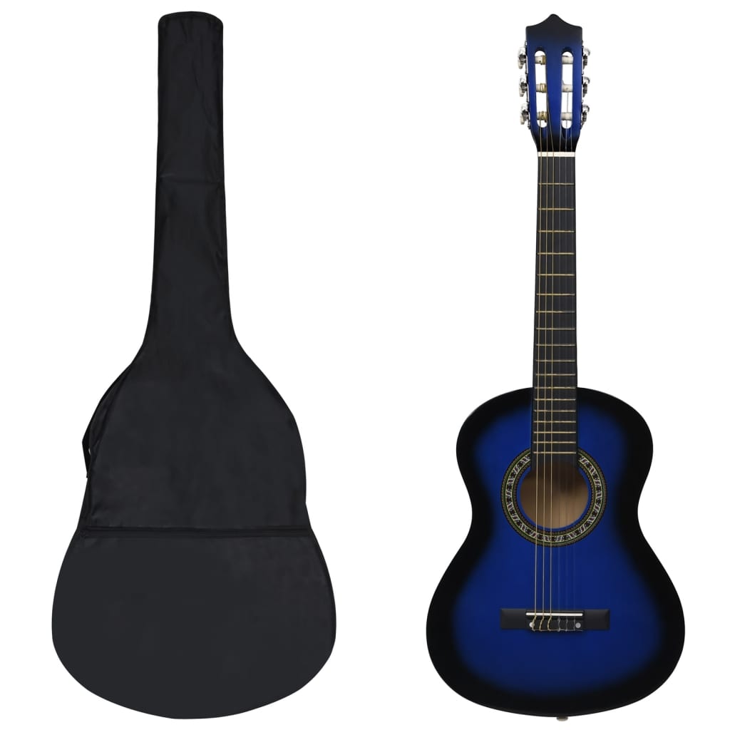 Ensemble de guitare Vidaxl 8 pièces Classic débutant 1 2 34 Bleu