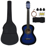 Vidaxl Set di chitarra a 8 pezzi Classic Beginner 1 2 34 Blue