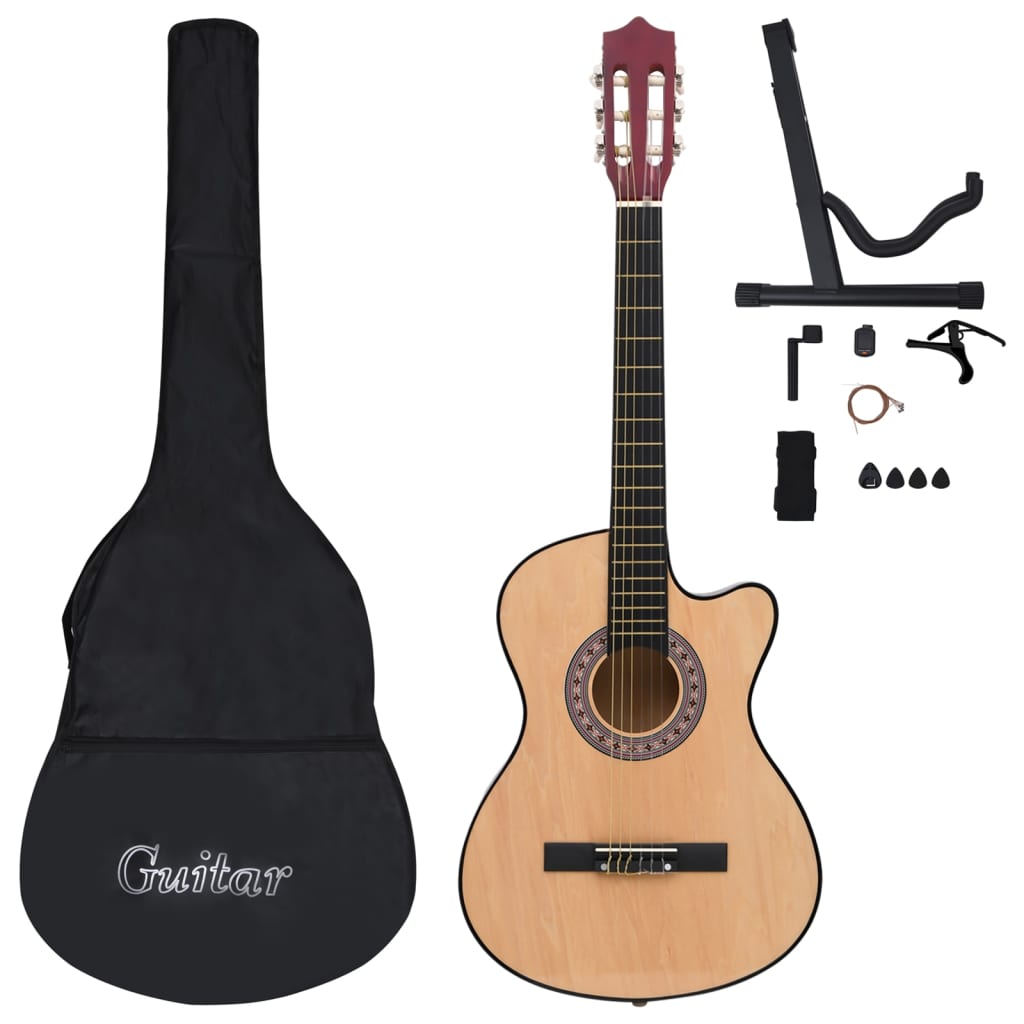 Vidaxl 12-Stéck Gittar Set Cutaway mat 6 Strécke Western AKOUSTIC 38