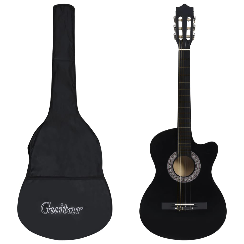 Vidaxl 12-delte gitarsett med 6 strenger Western Classic 38 Black