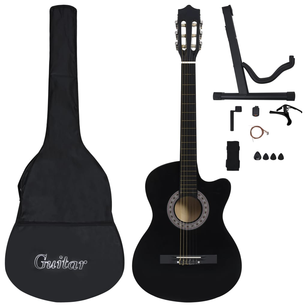 Vidaxl 12-part guitar set with 6 strings Western Classic 38 Black