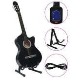 Vidaxl Juego de guitarra de 12 piezas con ecualizador y 6 cuerdas Western Black