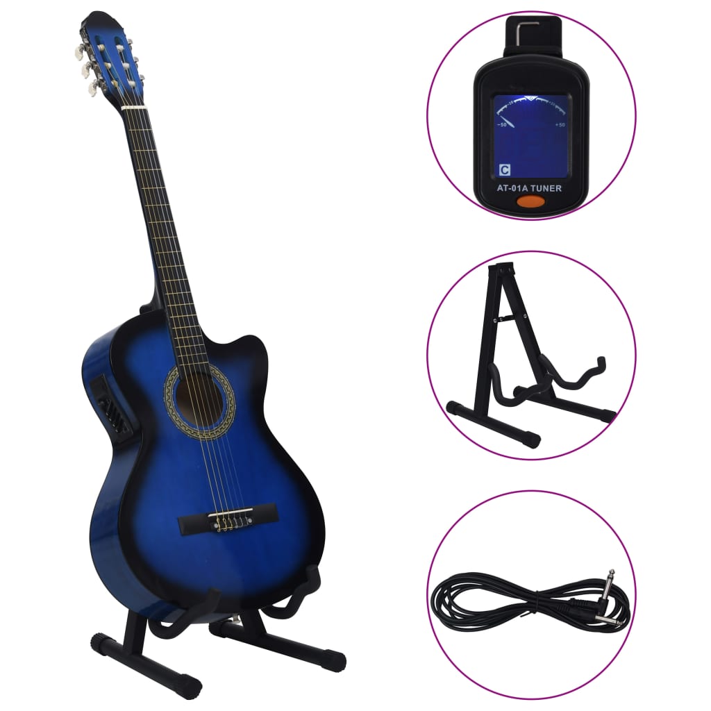 Ensemble de guitare Vidaxl 12 pièces avec égaliseur et 6 cordes Western Blue