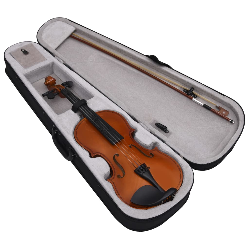 Vidaxl Violin Set mat Bogen a Kinstun 4 4 donkel Holz