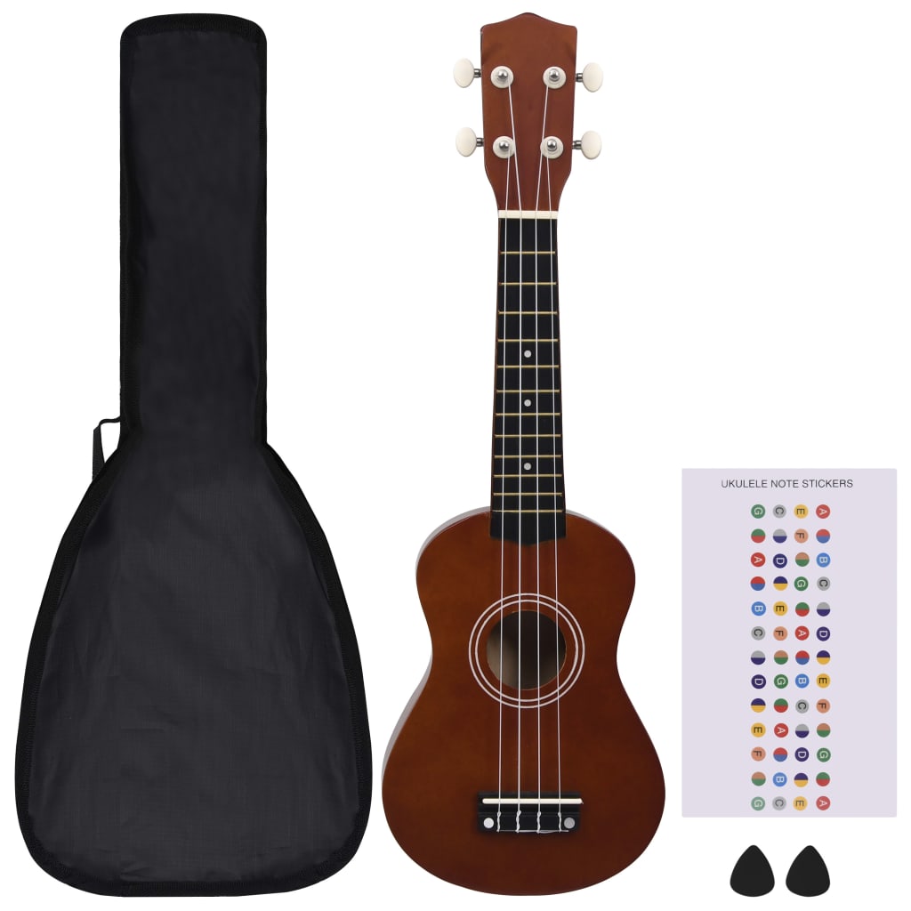 Vidaxl ukuleleset mit Tasche für Kinder Sopran 21 '' Darkhout Colored