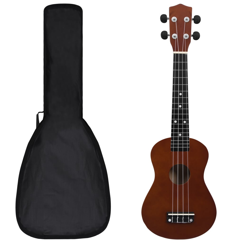 VidaXL Ukuleleset met tas voor kinderen sopraan 23'' donkerhoutkleurig