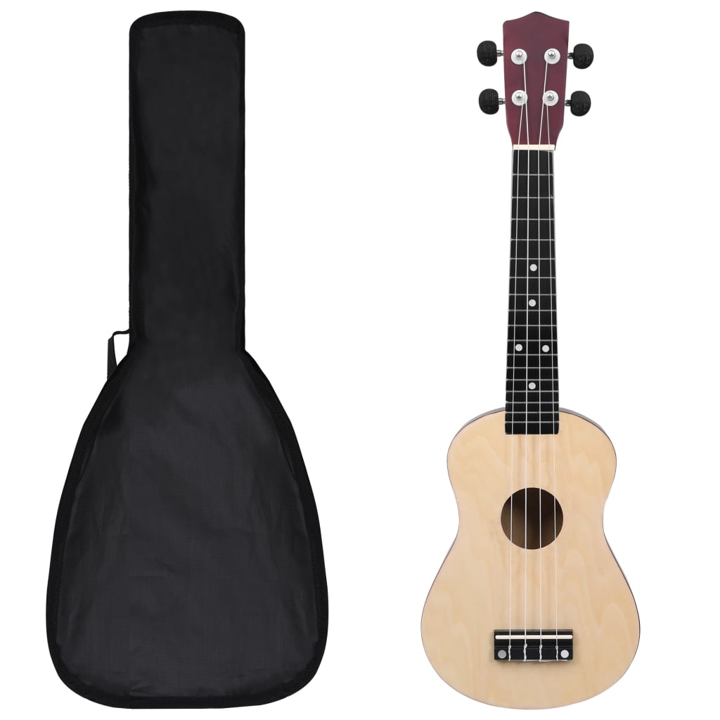 Vidaxl ukuleleset z vrečko za otroke Soprano 23 '' lahka lesa obarvana