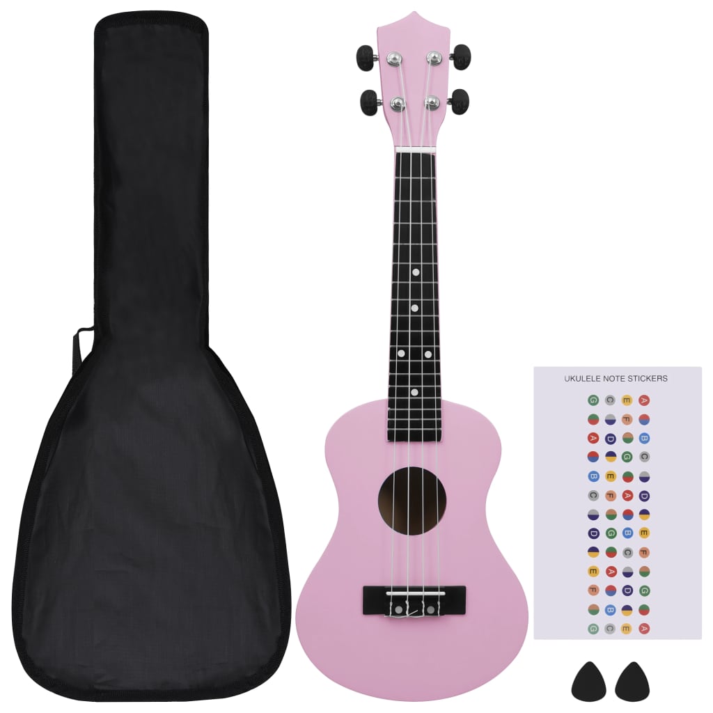 Vidaxl ukuleleset z torbą dla dzieci sopran 23 '' różowy