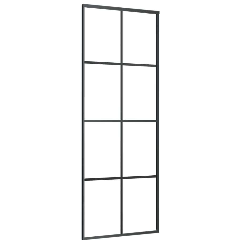 Puerta corredera de Vidaxl 76x205 cm de aluminio y vidrio ESG negro