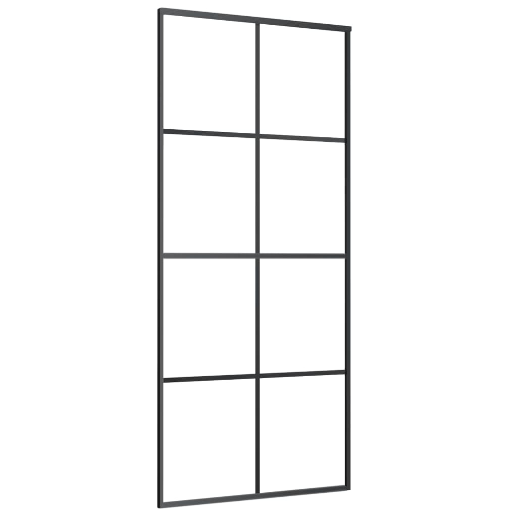 VidaXL sliding door 90x205 cm aluminum and ESG glass black