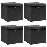 VIDAXL -Speicherboxen mit Deckel 4 PCs 32x32x32 cm Stoff schwarz