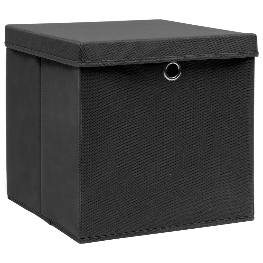 VIDAXL -Speicherboxen mit Deckel 4 PCs 32x32x32 cm Stoff schwarz