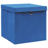 Cajas de almacenamiento de Vidaxl con tapa 10 PCS 32x32x32 CM Fabric Blue