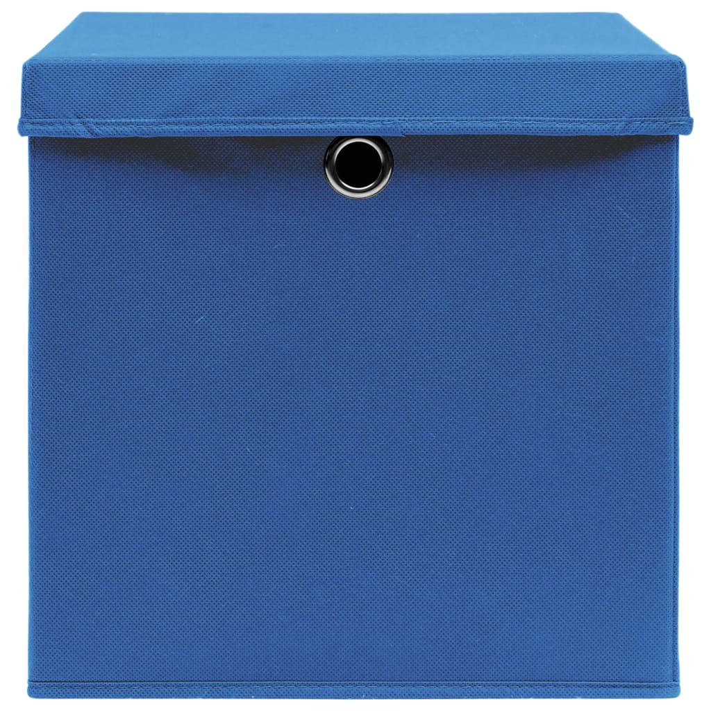 Vidaxl Storage boxes with lid 10 pcs 32x32x32 cm Fabric blue