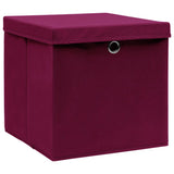 Vidaxl storage boxes with lid 10 pcs 32x32x32 cm fabric dark red