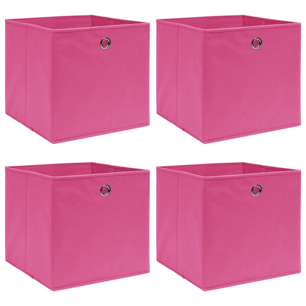 Vidaxl Späicherkëschten 4 PCs 32x32x32 cm Stoff rosa