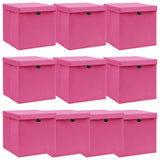 Vidaxl Storage boxes with lid 10 pcs 32x32x32 cm Fabric pink