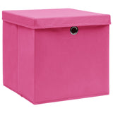 Cajas de almacenamiento de Vidaxl con tapa 10 PCS 32x32x32 CM Fabric Pink