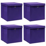 Scatole di archiviazione Vidaxl con coperchio 4 PC 32x32x32 cm Fabric Purple