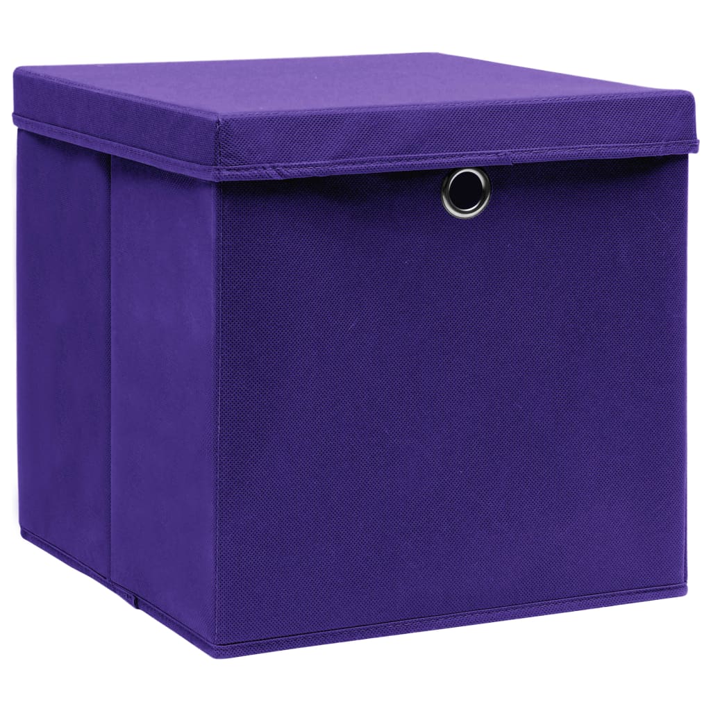 Cajas de almacenamiento de Vidaxl con tapa 4 PCS 32x32x32 CM Fabric Purple