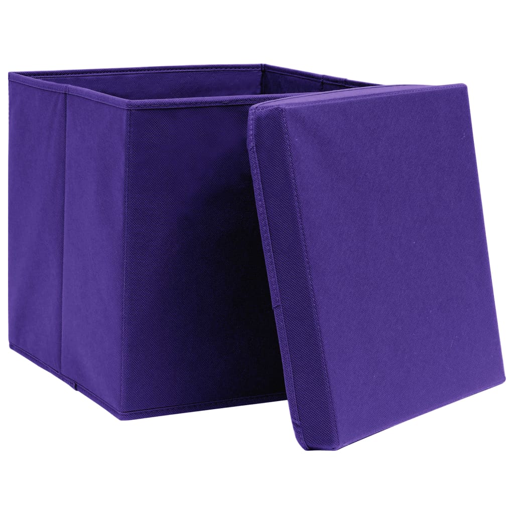 Cajas de almacenamiento de Vidaxl con tapa 4 PCS 32x32x32 CM Fabric Purple