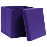 Scatole di archiviazione Vidaxl con coperchio 4 PC 32x32x32 cm Fabric Purple