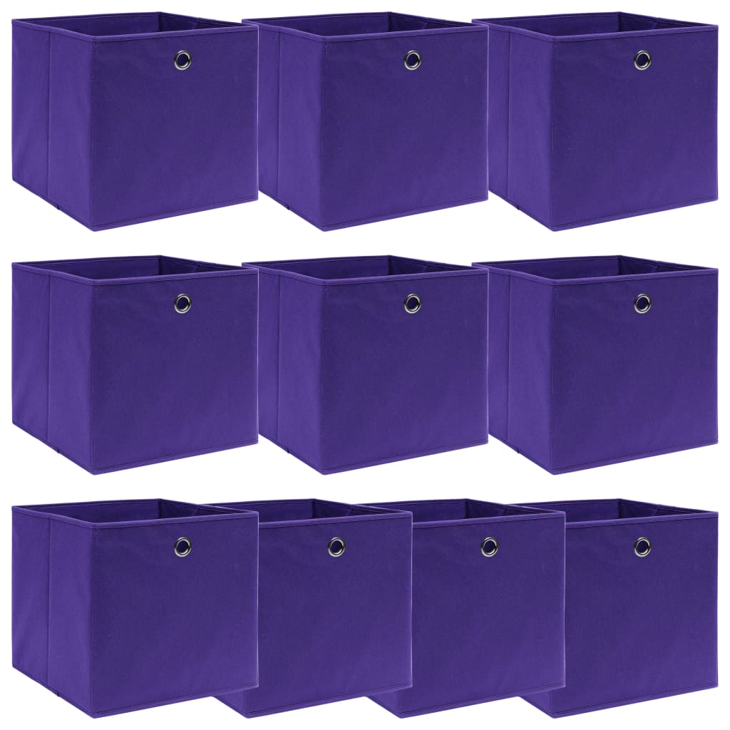 Boîtes de stockage Vidaxl 10 PCS 32x32x32 cm Fabric Purple