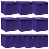 Vidaxl Späicherkëschten mat Deckel 10 PCs 32x32x32 cm Stoff Purple