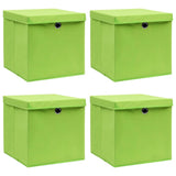 Scatole di archiviazione Vidaxl con coperchio 4 PC 32x32x32 cm tessuto verde