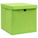 Cajas de almacenamiento de Vidaxl con tapa 4 PCS 32x32x32 CM Fabric Green