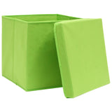 Scatole di archiviazione Vidaxl con coperchio 4 PC 32x32x32 cm tessuto verde