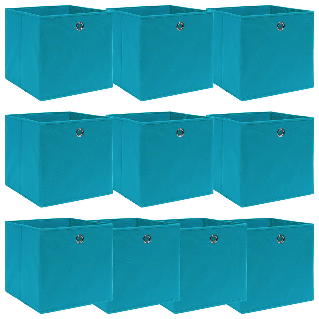 Vidaxl storage boxes 10 pcs 32x32x32 cm fabric baby blue