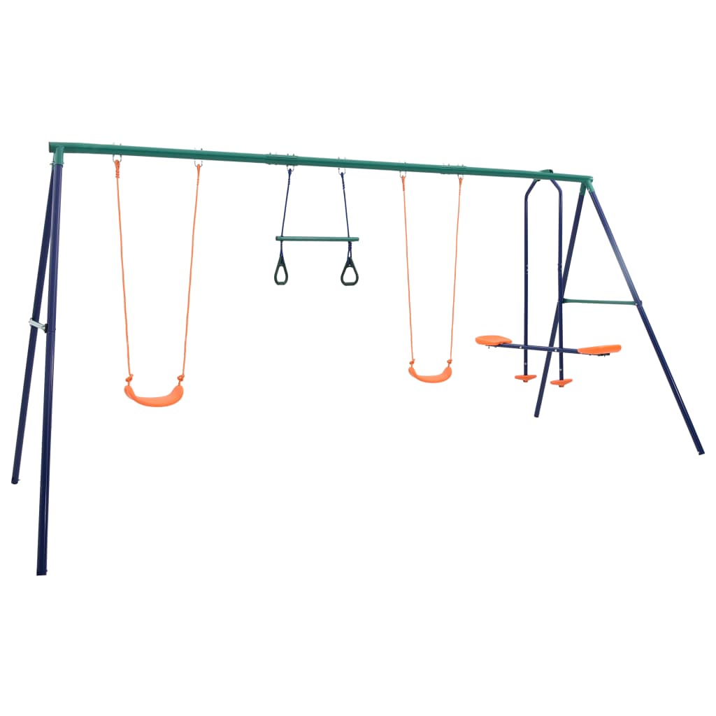 Vidaxl swing set con anillos de gimnasia y 4 asientos de acero